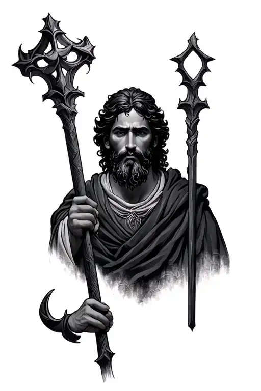 Samuel from the Bible with staff tattoo design idea