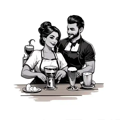 bartender and barista tattoo design idea