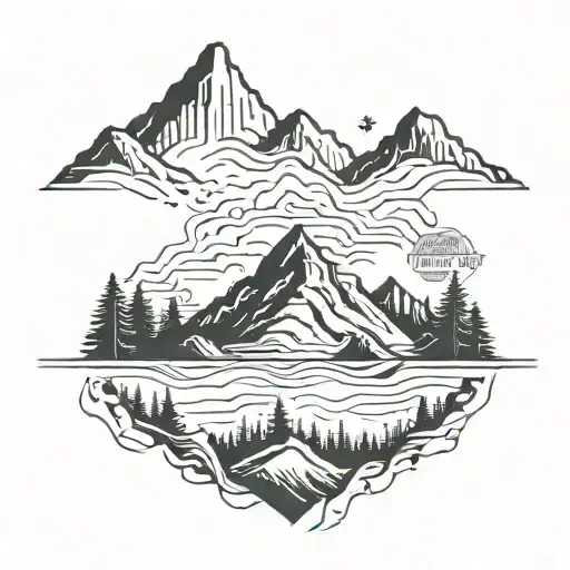 minimalistic mountain range outline with quote: Life goes on tattoo design idea