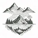 minimalistic mountain range outline with quote: Life goes on tattoo design idea