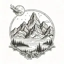 minimalistic mountain range outline with quote: Life goes on tattoo design idea