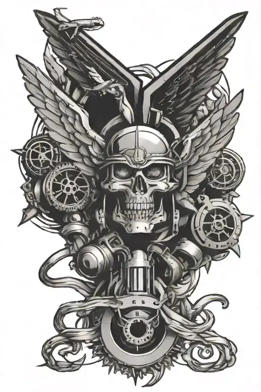 turbo motor air force special forces emblem intertwined tattoo design idea