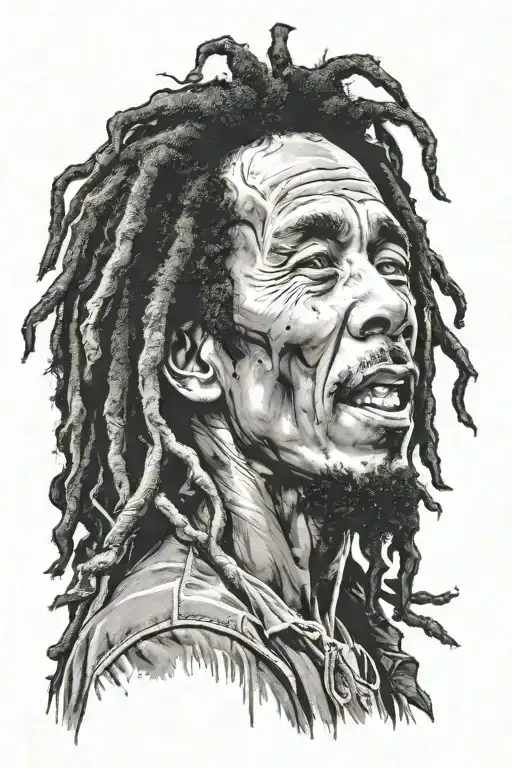 bob marley with qoutes tattoo design idea