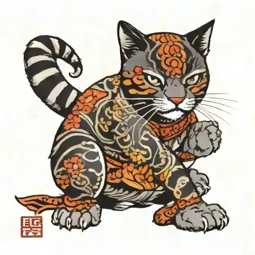 cat eating its own tail tattoo design idea