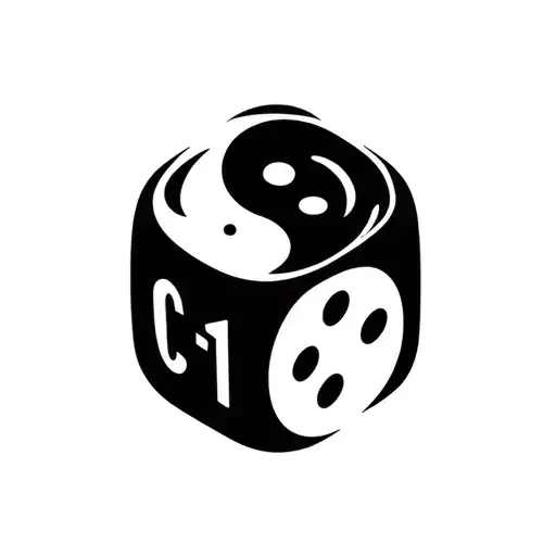 simple dice with tiny yin-yang insideTop: minimal flame with text "C1" inside Right: minimal microphone with small smile tattoo design idea