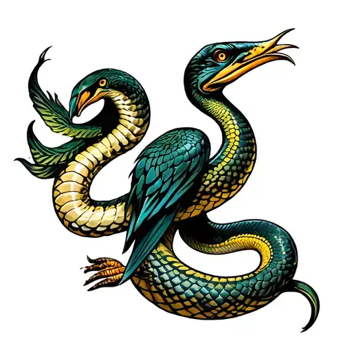 snake bird tattoo design idea