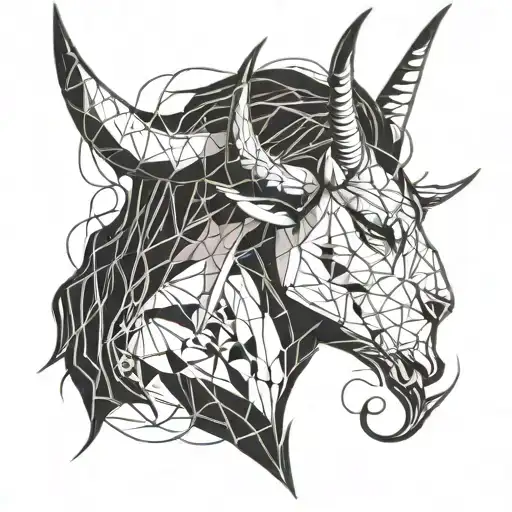 Anime, horns, cute, lust, line drawing, simplistic, hand drawn, tattoo, monotone tattoo design idea
