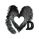 heart finger print with initials M and D  tattoo design idea