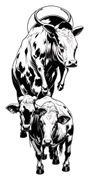 outer space alien abducting cow from farm scene tattoo design idea