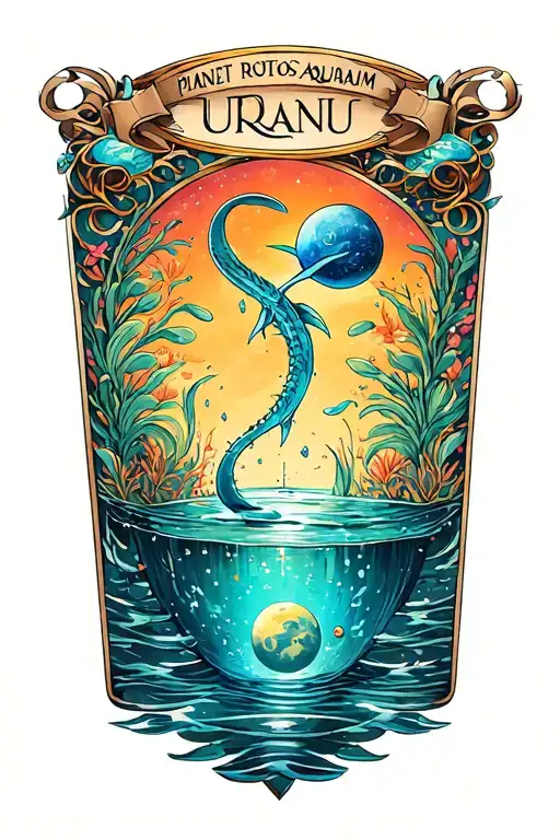 Planet Uranus Aquarium Sign tattoo design idea