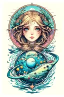 Planet Uranus Aquarium Sign tattoo design idea