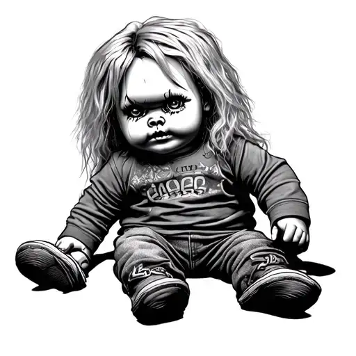 chucky doll sitting tattoo design idea