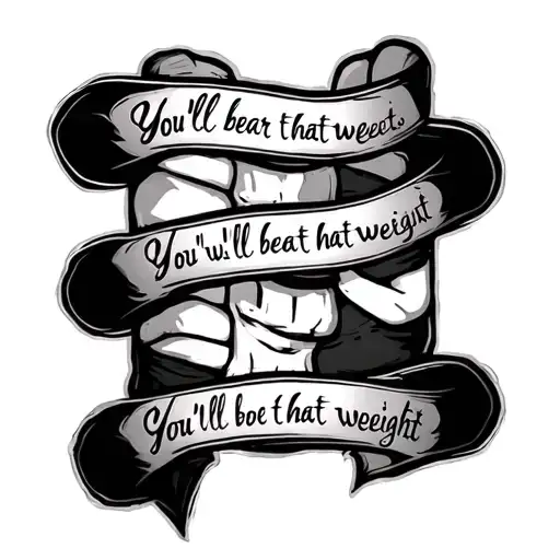Three black armband tattoos, few millimeters separate from each other. The sentence “You’ll bear that weight” tatted at  tattoo design idea