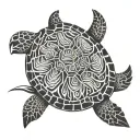 sea turtle black and white tattoo design idea