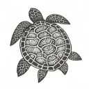 sea turtle black and white tattoo design idea