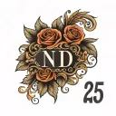 Design a tattoo with the name Sandra and the date 1975-01-13 in roman numerals tattoo design idea