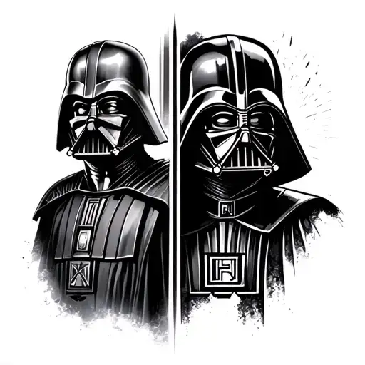 starwars empire dart vader vs anakin tattoo design idea