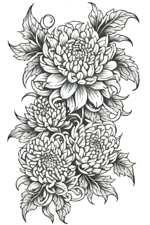 chrysanthemum tangled together tattoo design idea