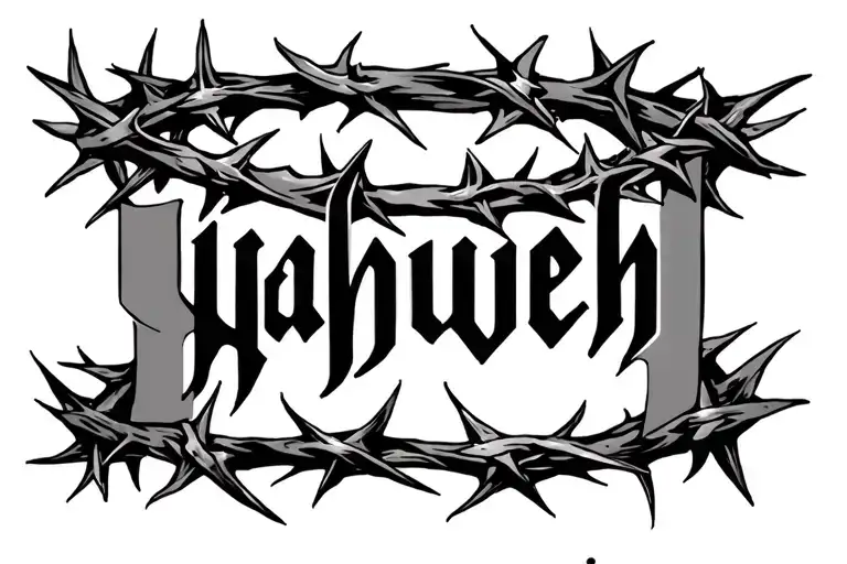 crown of thorns with Yahweh written tattoo design idea