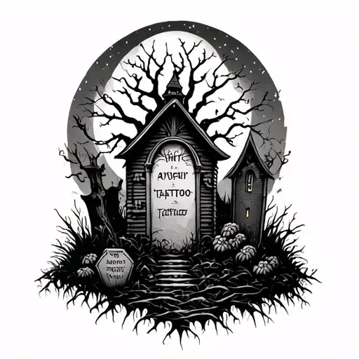 graveyard tattoo design idea