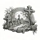 graveyard tattoo design idea