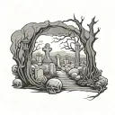 graveyard tattoo design idea