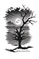 seed underground, stormy night, small dead tree, "and the sower leads us" tattoo design idea
