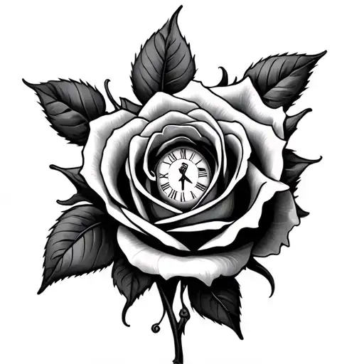 rose,Christianity, clock eye popping tattoo design idea