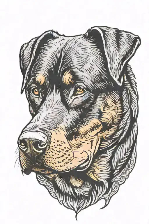rottweiller dog tattoo with flat face tattoo design idea