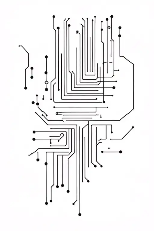 bar code and circuit board design tattoo design idea