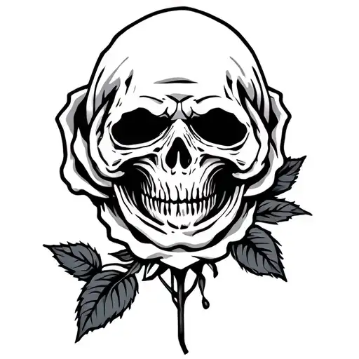 Grim Reaper Head full body coming out of a black rose  tattoo design idea