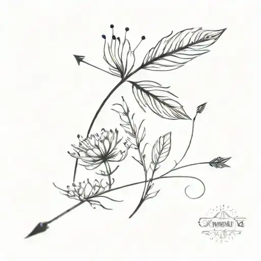 arrow, dandilion, feather  tattoo design idea