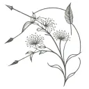 arrow, dandilion, feather  tattoo design idea