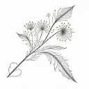 arrow, dandilion, feather  tattoo design idea