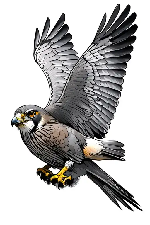 kestrel bird flying tattoo design idea