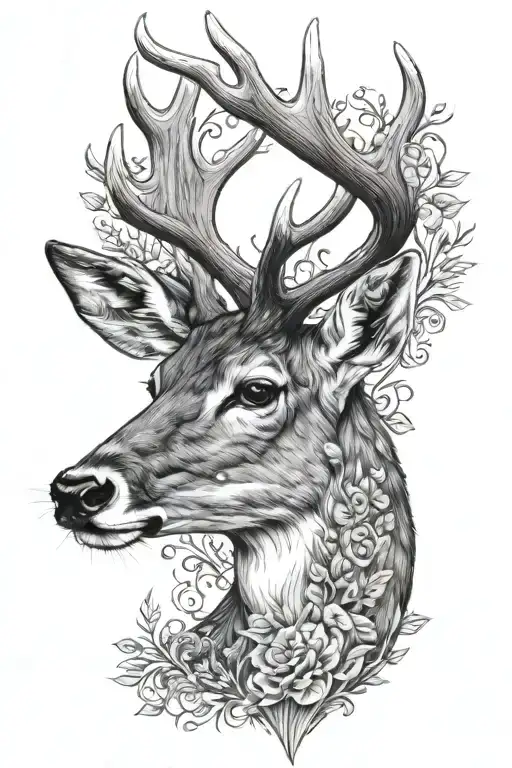 fallow deer head tattoo design idea