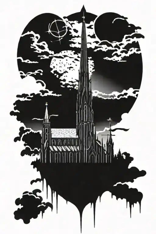 gothic church tattoo design idea