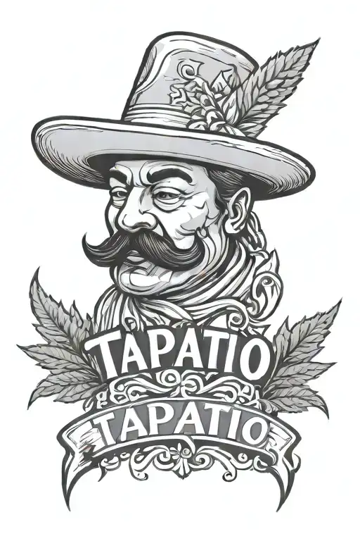 name Tapatio in cursive weed leaf and chefs hat  tattoo design idea