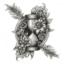 hourglass with chrysanthemum  tattoo design idea
