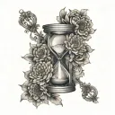 hourglass with chrysanthemum  tattoo design idea