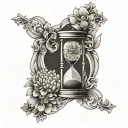 hourglass with chrysanthemum  tattoo design idea