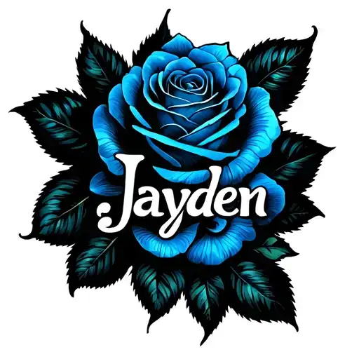 name Jayden with blue roses on chest tattoo tattoo design idea