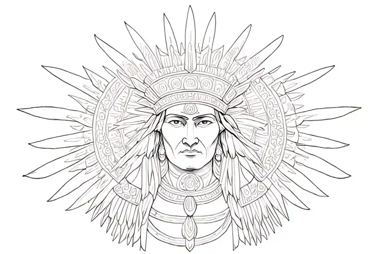 god Viracocha, from the front, from the head to the butt. tattoo design idea