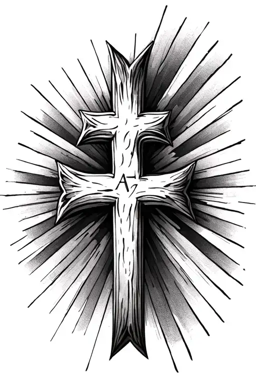 triple cross tattoo with rainbow background tattoo design idea