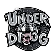 underdog word in bold letters tattoo design idea