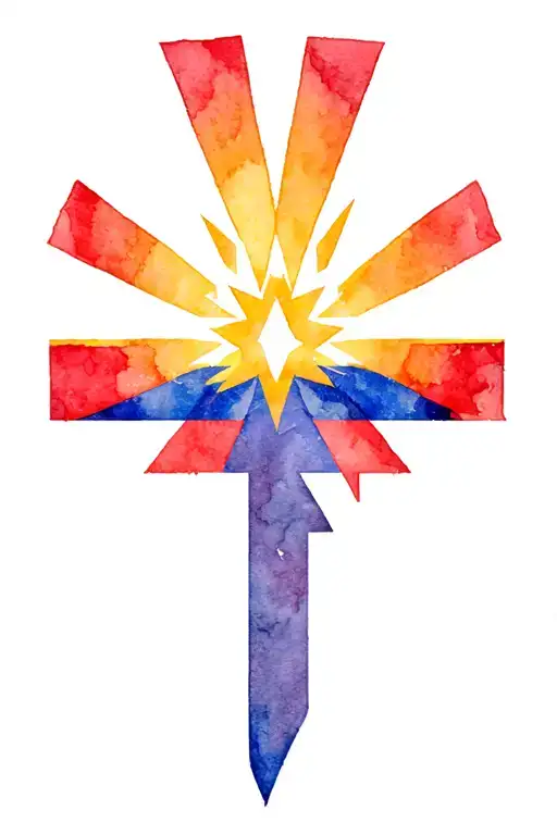 Arizona flag with New Mexico zia symbol tattoo design idea