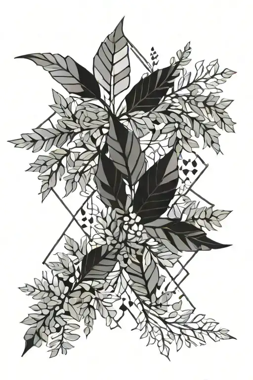 Heather leaves tattoo design idea