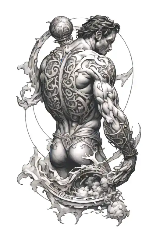 Atlas carrying the universe tattoo design idea