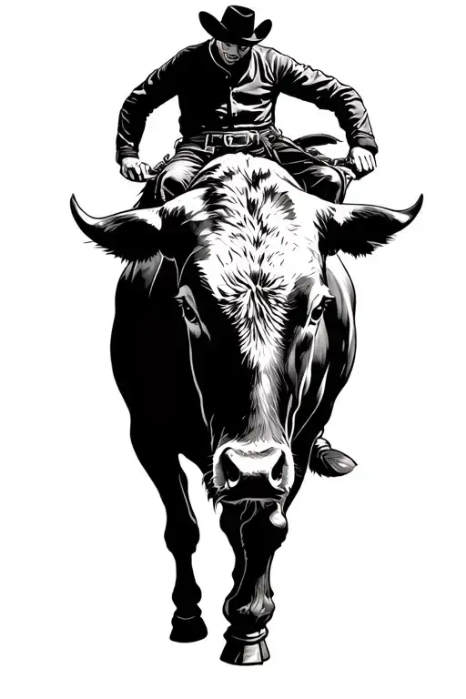 bull rider on a bull tattoo design idea
