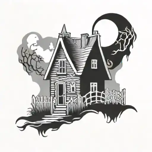 haunted house  tattoo design idea
